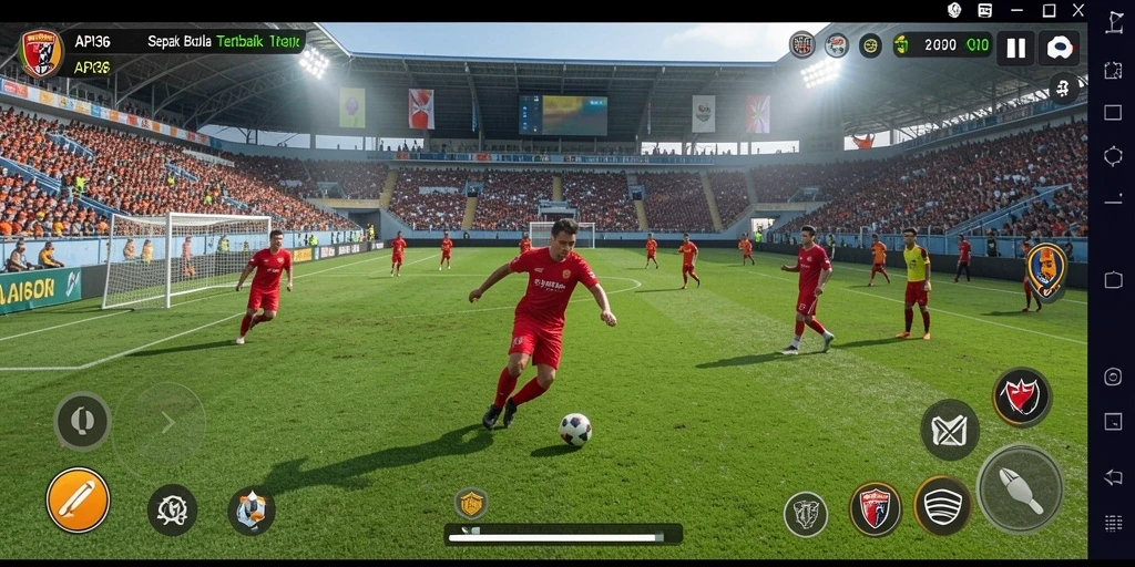 Tampilan gameplay seru dalam API36 dengan aksi sepak bola yang intens.