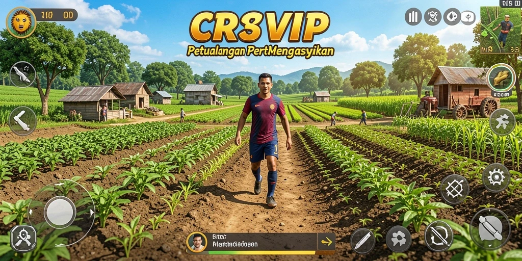 Tangkapan layar gameplay CR7VIP menunjukkan aktivitas pertanian yang mendebarkan.