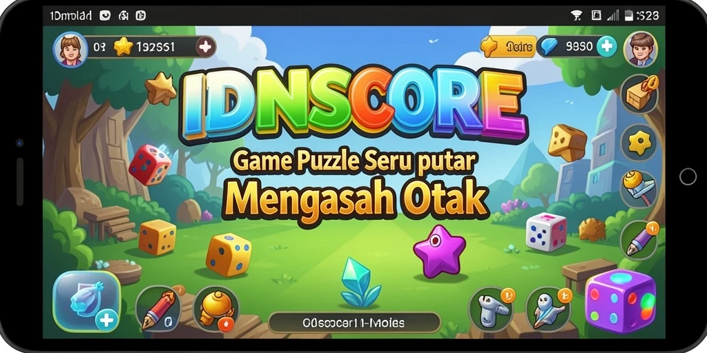 Screenshot utama IDNSCORE menampilkan gameplay menarik dan tantangan puzzle.