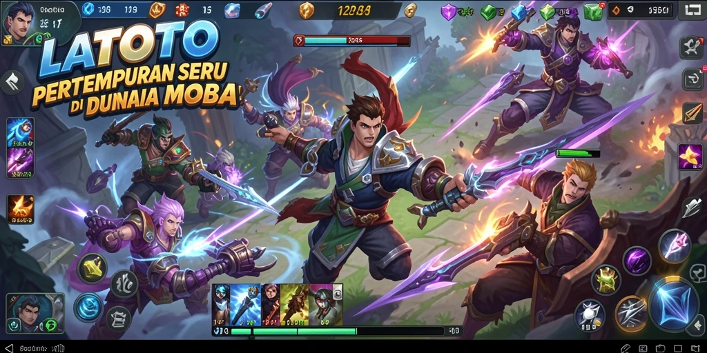 Screenshot LATOTO menampilkan aksi MOBA yang seru dan dinamis.
