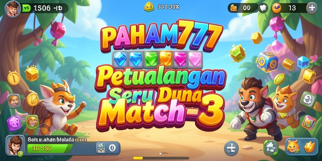 Screenshot gameplay PAHAM777 menunjukkan momen mencocokkan elemen Match-3.