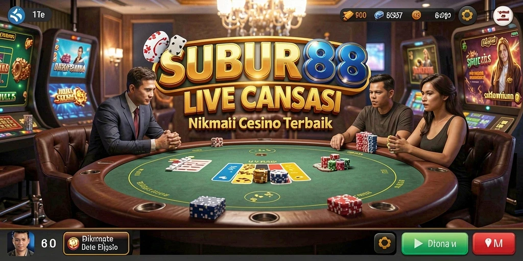 Screenshot SUBUR88 menunjukkan dealer sedang berinteraksi dengan pemain dalam permainan Live Casino.
